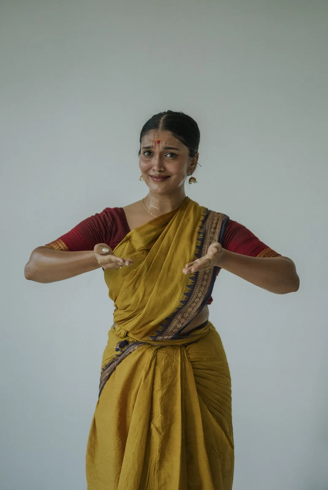 A student practising expression in the studio